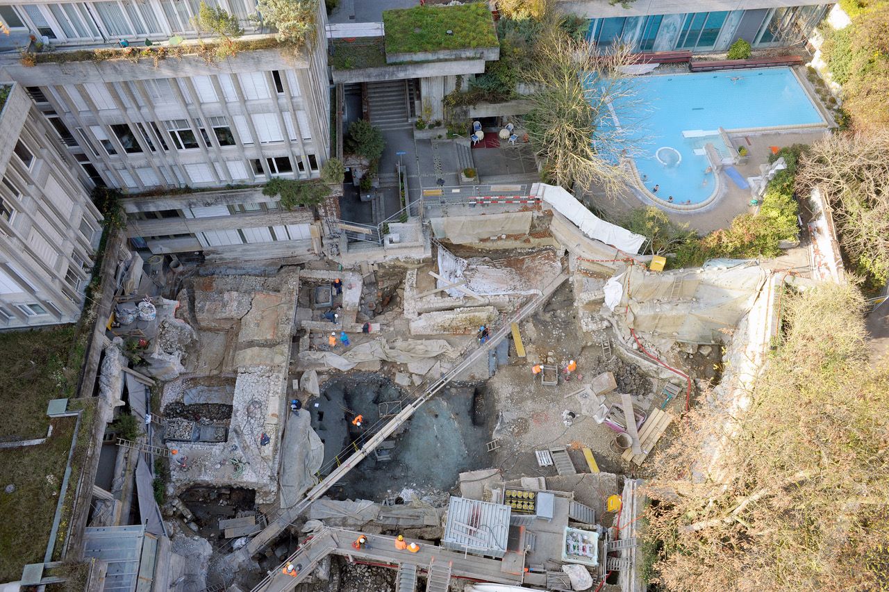 Bild: Grabung Baden-Limmatknie, 2011. © Kantonsarchäologie Aargau/Samuel Mühleisen